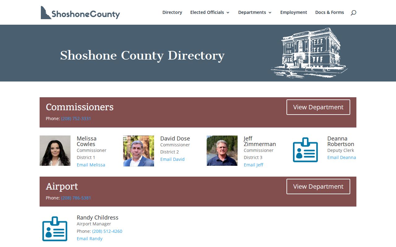 Shoshone County criminal records office directory