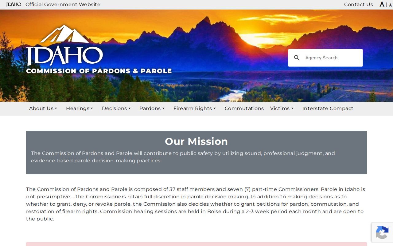 Shoshone County criminal history Idaho parole commission records